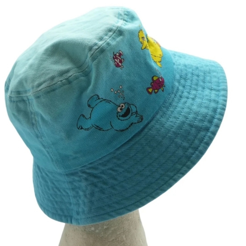 Busch Gardens X Sesame Street Bucket Vintage Blue Hat with Cartoon Characters